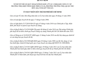 Quyết định 7393/QĐ-UBND 2013 duyệt đồ án quy hoạch phân Khu dân cư Trường Thọ Hồ Chí Minh