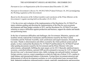 Resolution No. 142/NQ-CP the Government’s regular meeting December 2013
