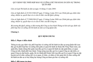 Thông tư liên tịch 265/2013/TTLT-BQP-BCA bảo vệ cưỡng chế thi hành án dân sự quân đội