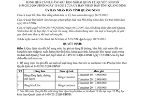 Quyết định số 3654/2013/QĐ-UBND sửa đổi phí sử dụng lề đường bến bãi mặt nước hàng hóa XNK Quảng Ninh