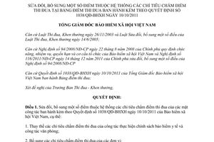 Quyết định 1431/QĐ-BHXH 2013 sửa đổi hệ thống chấm điểm thi đua theo 1038/QĐ-BHXH Bảo hiểm xã hội