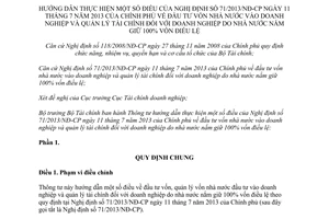 Thông tư 220/2013/TT-BTC hướng dẫn 71/2013/NĐ-CP đầu tư vốn nhà nước vào doanh nghiệp