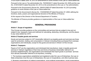 Circular No. 219/2013/TT-BTC guidance Law on value-added tax and Decree No. 209/2013/ND-CP