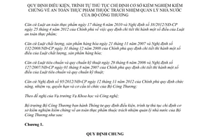 Thông tư 40/2013/TT-BCT thủ tục chỉ định cơ sở kiểm nghiệm kiểm chứng an toàn thực phẩm