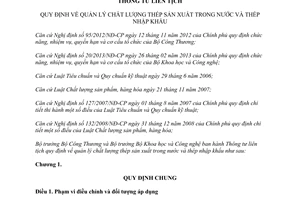 Thông tư liên tịch 44/2013/TTLT-BCT-BKHCN quản lý chất lượng thép sản xuất trong nước thép nhập khẩu