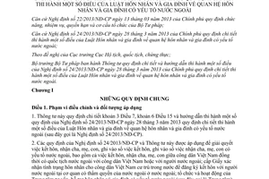 Thông tư 22/2013/TT-BTP hướng dẫn 24/2013/NĐ-CP quan hệ HNGĐ có yếu tố nước ngoài