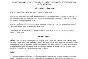 Quyết định 2617/QĐ-TTg năm 2013 kế hoạch vốn đầu tư phát triển ngân sách nhà nước 2014