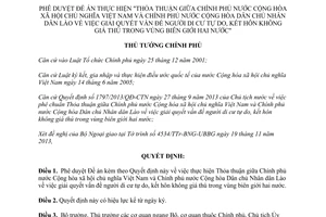 Quyết định 2627/QĐ-TTg năm 2013 Đề án thỏa thuận Việt Nam Lào người di cư tự do kết hôn không giá thú