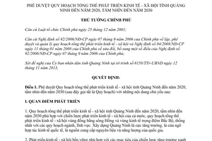 Quyết định 2622/QĐ-TTg năm 2013 Quy hoạch tổng thể phát triển kinh tế xã hội Quảng Ninh 2020