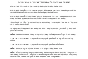 Thông tư 57/2013/TT-BTNMT Quy chuẩn kỹ thuật quốc gia về môi trường chất thải y tế