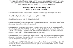 Nghị quyết 09/2013/NQ-HĐND 142/2008/NQ-HĐND hỗ trợ khuyến khích phát triển hợp tác xã Phú Thọ