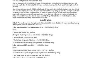 Nghị quyết 14/2013/NQ-HĐND phương án phân bổ ngân sách 2014 Bà Rịa Vũng Tàu