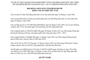 Nghị quyết 17/2013/NQ-HĐND giảm nghèo bền vững đồng bào dân tộc thiểu số Bình Phước 2014-2015