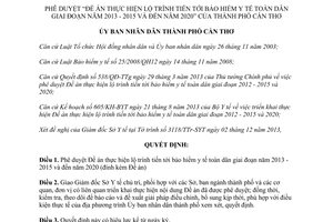 Quyết định 4280/QĐ-UBND thực hiện lộ trình tiến tới bảo hiểm y tế toàn dân 2013 2015 đến 2020 Cần Thơ