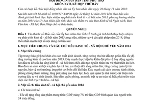 Nghị quyết 06/2013/NQ-HĐND phát triển kinh tế - xã hội  2014  Phú Thọ
