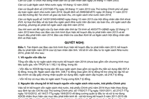 Nghị quyết 15/2013/NQ-HĐND phân bổ các nguồn vốn đầu tư từ ngân sách nhà nước 2014 Phú Thọ