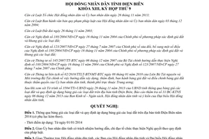 Nghị quyết 325/2013/NQ-HĐND thông qua áp dụng bảng giá các loại đất Điện Biên