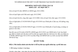 Nghị quyết 30/2013/NQ-HĐND chính sách thu hút hỗ trợ đào tạo nguồn nhân lực Lào Cai