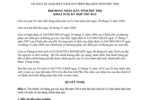 Nghị quyết 11/2013/NQ-HĐND giá đất năm 2014 Phú Thọ
