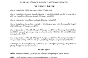 Quyết định 2434/QĐ-TTg năm 2013 Kế hoạch thống kê người nghiện ma túy