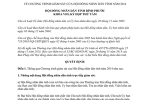 Nghị quyết 10/2013/NQ-HĐND chương trình giám sát Hội đồng nhân dân Bình Phước năm 2014