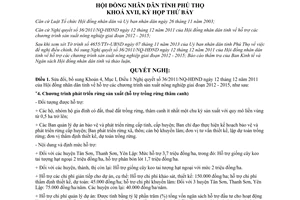 Nghị quyết 10/2013/NQ-HĐND sửa đổi 36/2011/NQ-HĐND hỗ trợ chương trình sản xuất nông nghiệp 2012 2015 Phú Thọ