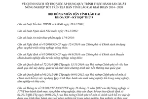 Nghị quyết 31/2013/NQ-HĐND chính sách hỗ trợ áp dụng quy trình sản xuất nông nghiệp tốt Lào Cai