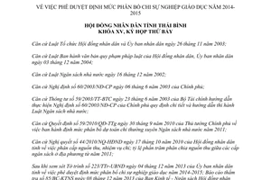 Nghị quyết 22/2013/NQ-HĐND định mức phân bổ chi giáo dục 2014 2015 Thái Bình