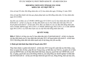 Nghị quyết 117/NQ-HĐND năm 2013 nhiệm vụ phát triển kinh tế xã hội năm 2014 Quảng Ninh