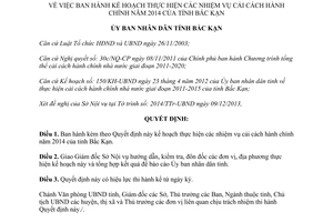 Quyết định 2273/QĐ-UBND năm 2013 kế hoạch thực hiện cải cách hành chính năm 2014 Bắc Kạn