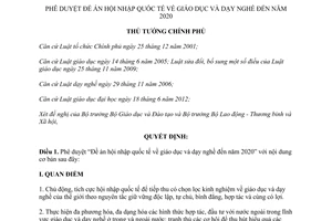 Quyết định 2448/QĐ-TTg năm 2013 Đề án hội nhập quốc tế giáo dục dạy nghề 2020