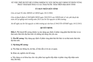 Quyết định 3818/QĐ-UBND năm 2013 xây dựng quy định phân vùng phát thải khí thải xả thải nước thải Bình Định