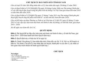Quyết định 1480/QĐ-UBND năm 2013 Đề án sắp xếp kiện toàn tổ chức y tế Hà Nam 2014 2020