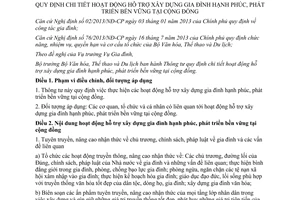 Thông tư 12/2013/TT-BVHTTDL hỗ trợ xây dựng gia đình hạnh phúc phát triển cộng đồng