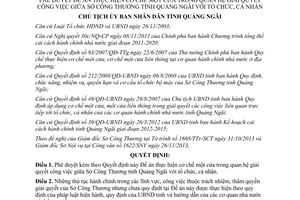 Quyết định 2016/QĐ-UBND năm 2013 Đề án cơ chế một cửa Sở Công Thương Quảng Ngãi