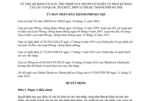 Quyết định 58/2013/QĐ-UBND kê khai tài sản thu nhập người cơ quan tổ chức đơn vị Hà Nội