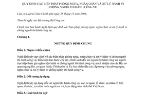 Nghị định 208/2013/NĐ-CP phòng ngừa ngăn chặn xử lý hành vi chống người thi hành công vụ