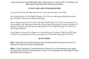 Quyết định 3249/QĐ-UBND năm 2013 Quy chế quản lý thông tin đối ngoại Khánh Hòa