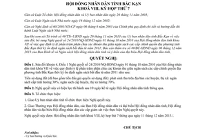 Nghị quyết 27/2013/NQ-HĐND sửa đổi tỷ lệ phần trăm phân chia khoản thu ngân sách các cấp Bắc Kạn