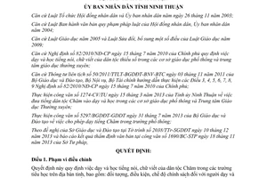 Quyết định 84/2013/QĐ-UBND dạy và học tiếng Chăm trong trường tiểu học Ninh Thuận