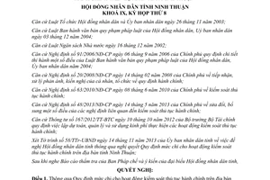 Nghị quyết 17/2013/NQ-HĐND thông qua mức chi hoạt động kiểm soát thủ tục hành chính Ninh Thuận