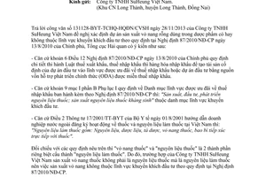 Công văn 7680/TCHQ-TXNK năm 2013 xác định lĩnh vực ưu đãi đầu tư