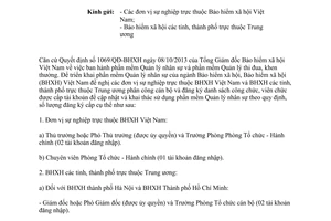 Công văn 5037/BHXH-TCCB năm 2013 danh sách phân công sử dụng tài khoản Quản lý nhân sự