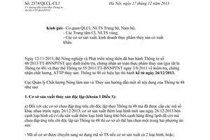 Công văn 2374/QLCL-CL1 năm 2013 hướng dẫn triển khai Thông tư 48