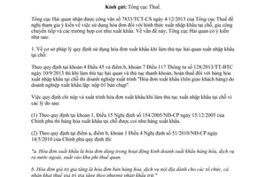 Công văn 7784/TCHQ-GSQL 2013 sử dụng hóa đơn xuất nhập khẩu tại chỗ gia công chuyển tiếp