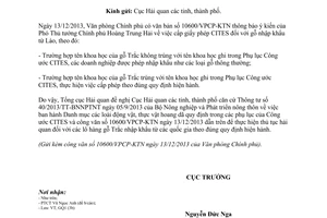 Công văn 1279/GSQL-GQ1 năm 2013 giấy phép CITES nhập khẩu gỗ Thông tư 40