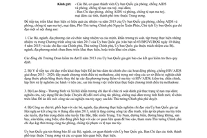 Công văn 267/UBQG năm 2013 nhiệm vụ giải pháp Ủy ban phòng chống AIDS tệ nạn ma tuý