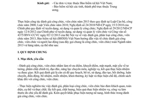 Công văn 5173/BHXH-TCCB năm 2013 hướng dẫn đánh giá phân loại công viên chức