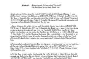 Công văn 6962/UBND-ĐTMT năm 2013 thực hiện thẩm tra thiết kế xây dựng Hồ Chí Minh