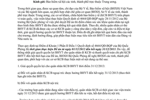 Công văn 679/BHXH-YT năm 2013 chăm sóc sức khỏe quân nhân tại ngũ hình thức bảo hiểm y tế